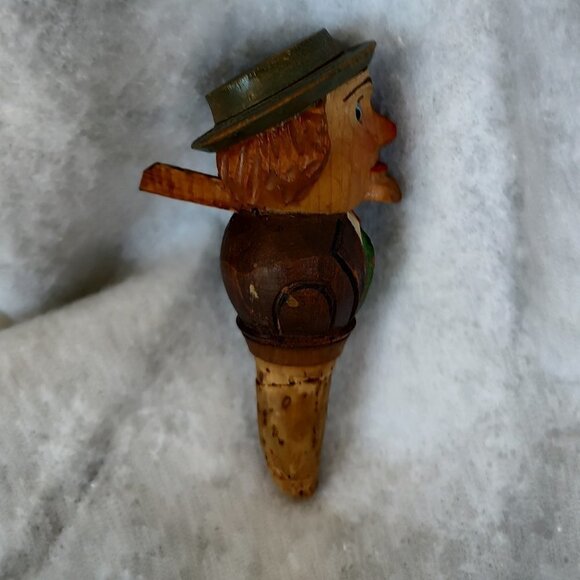 Vintage Anri wood carved mechanical bottle stopper, - Picture 4 of 6